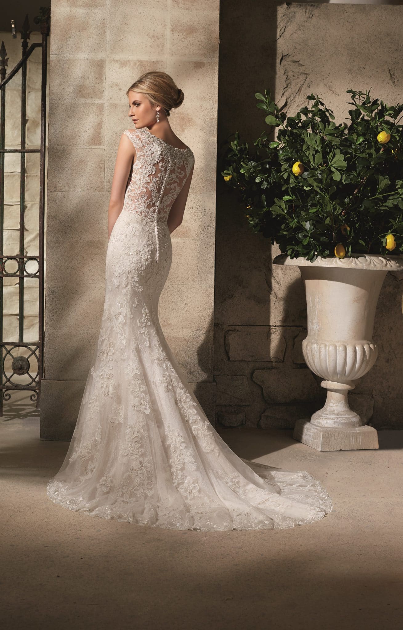 2702 | Net over Chantilly Lace Wedding Gown from Marilyn&rsquo;s Bridal