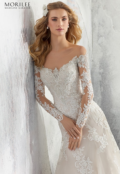 Leighton lace sleeve wedding gown