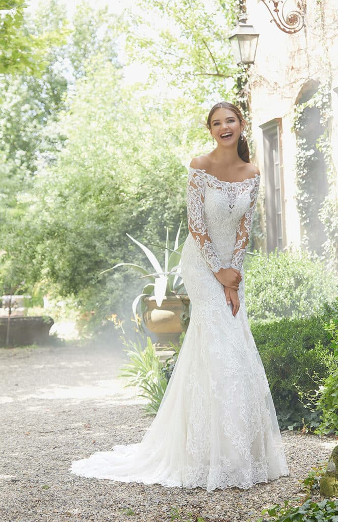 Priscilla-5709-Lace sleeve wedding gown