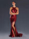 JX008-Wine Ball Gown