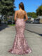 Floral Lace Ball Gown JX4019-Dusty-Pink-Back