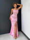 One Shoulder Ball Gown JX4007-Pink