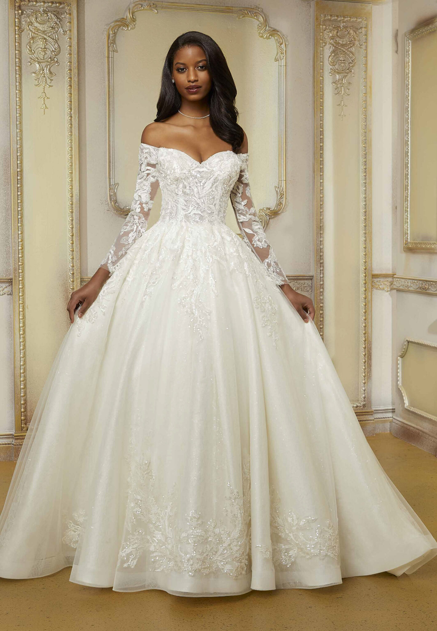 Novella Wedding Dress 51839 from MGNY Lace sleeves
