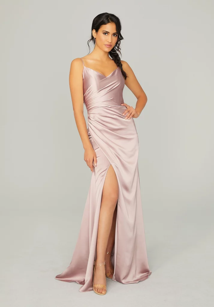 Satin pink bridesmaid dress 21761