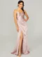 Satin pink bridesmaid dress 21761