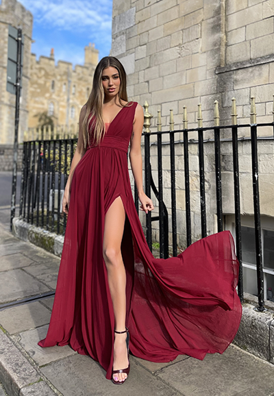 JP124 Maroon Ball Gown