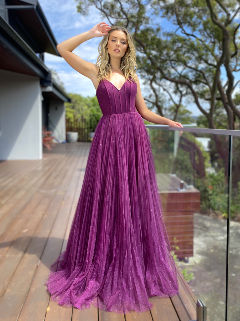 JX5050 Berry ball gown2