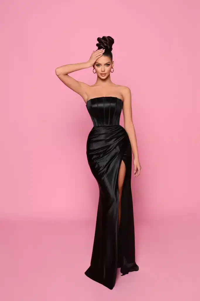 NP165 Black Ball Gown front