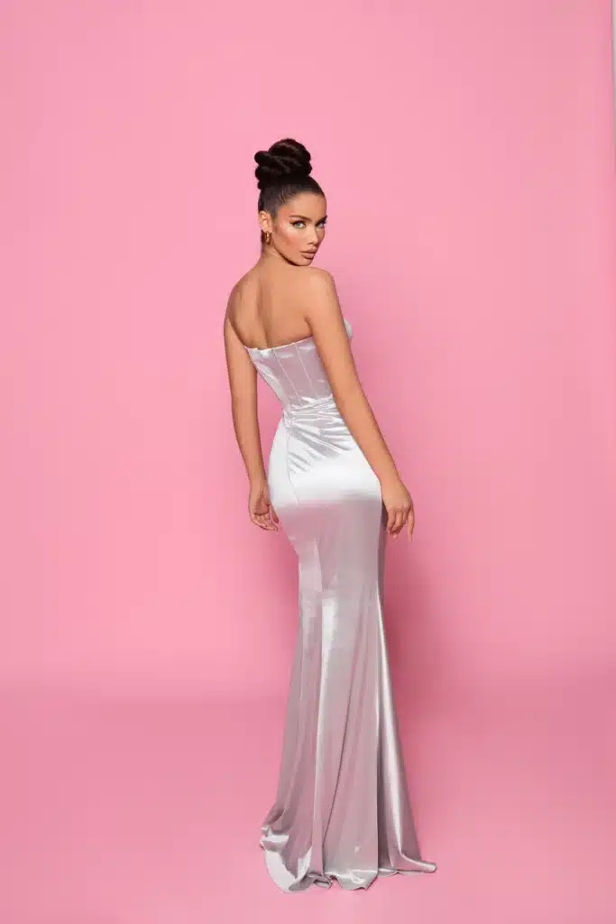 NP165 Silver Ball Gown back