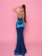 NP166 Teal Ball Gown back