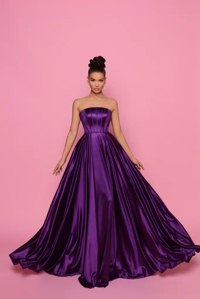 NP168 Plum Ball Gown front