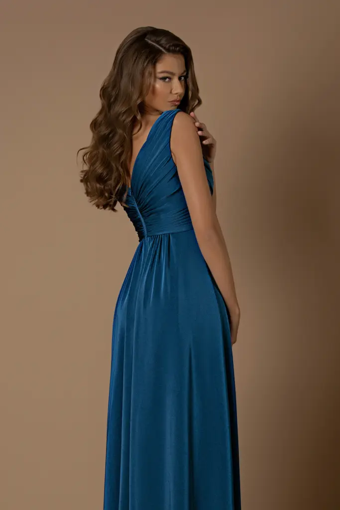 Nicoletta Bridesmaid dress NBM1002 TEAL_back_close