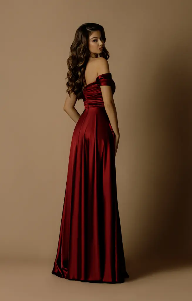 Nicoletta Bridesmaid dress NBM1025 WINE_back