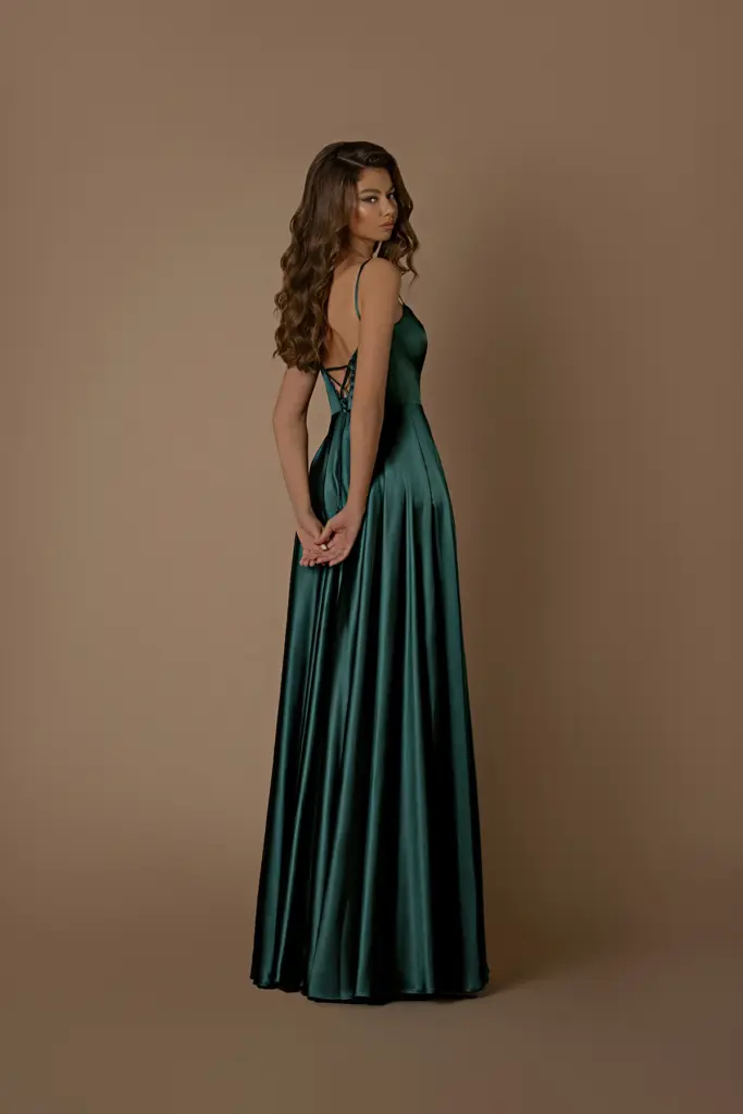 Nicoletta Bridesmaid dress NBM1026 BOTTLE GREEN_back