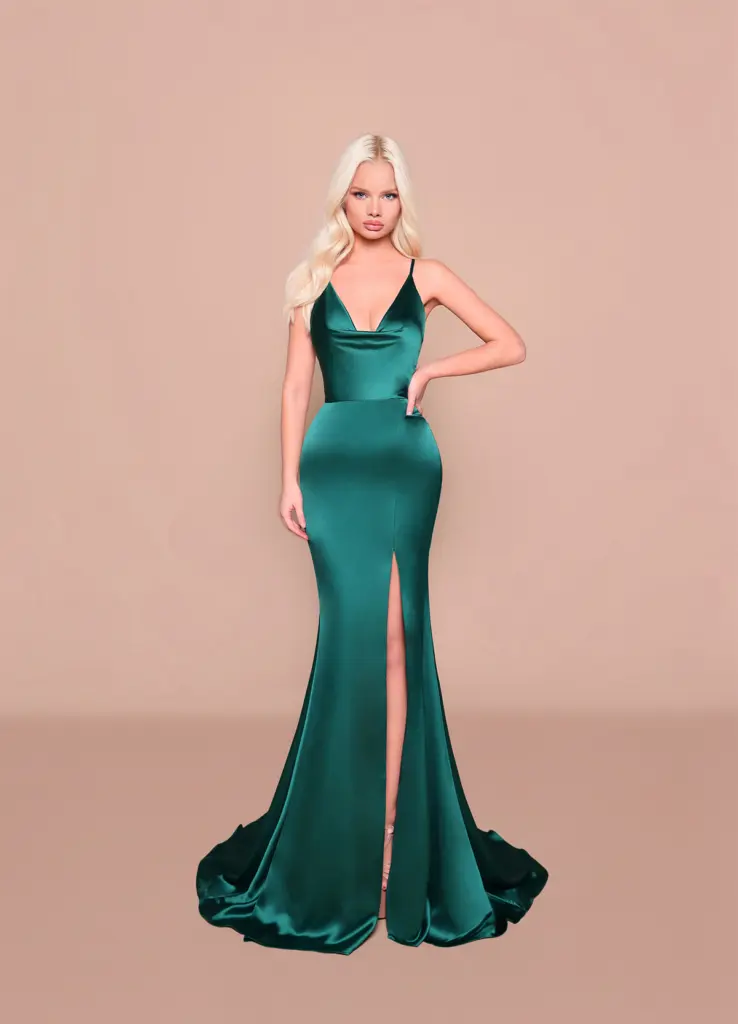 Nicoletta Bridesmaid dress NBM3012 BOTTLE GREEN_front